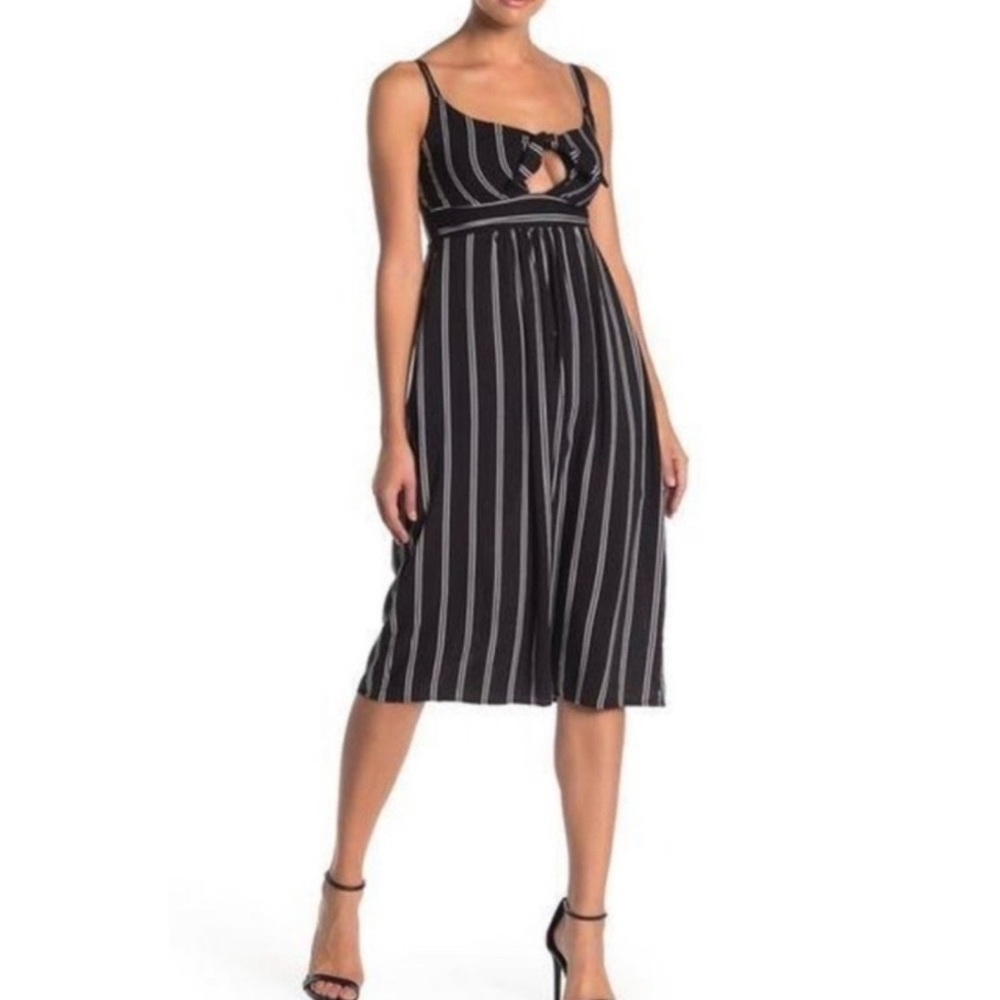 Velvet Torch Striped Front Tie Midi Dress